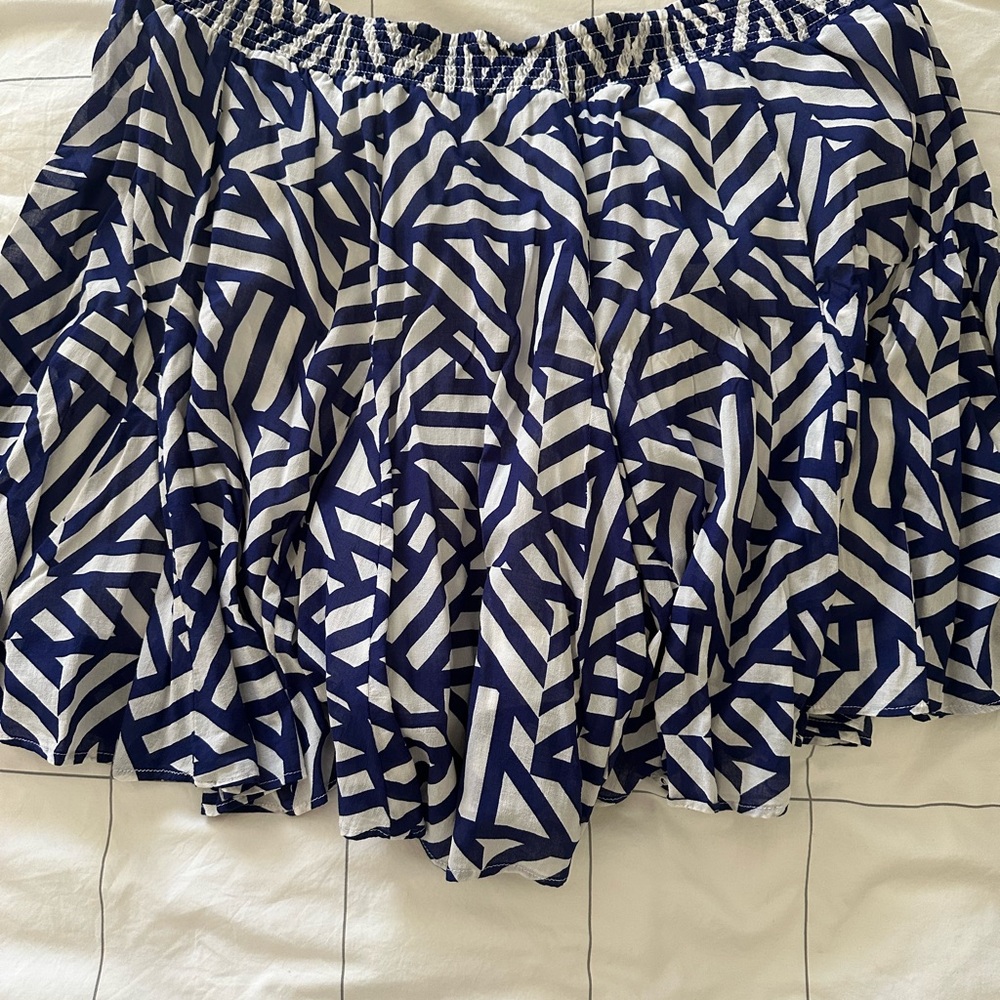 EUC Maeve Blue and White Patterned Mini Skirt